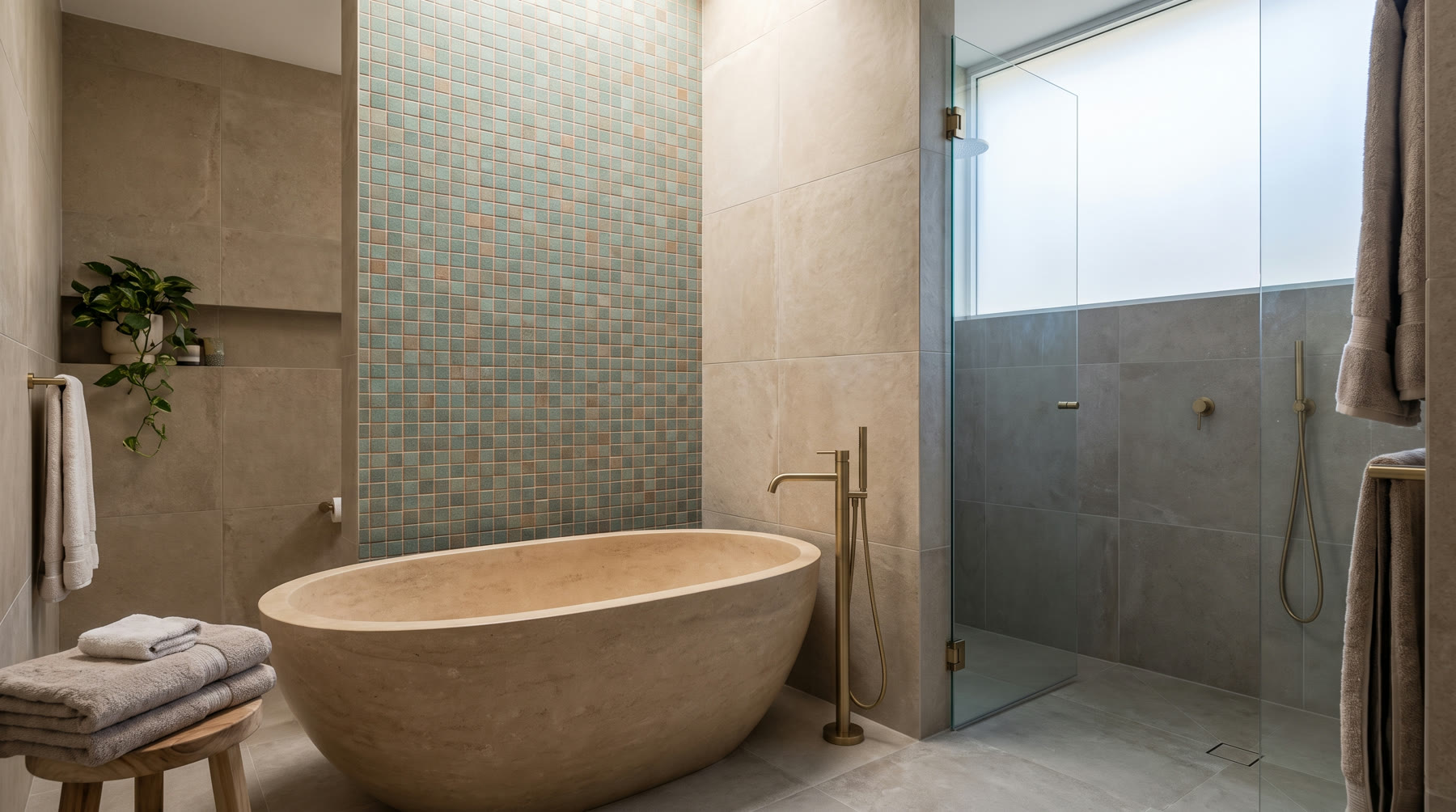 Bathroom wall and floor tiling